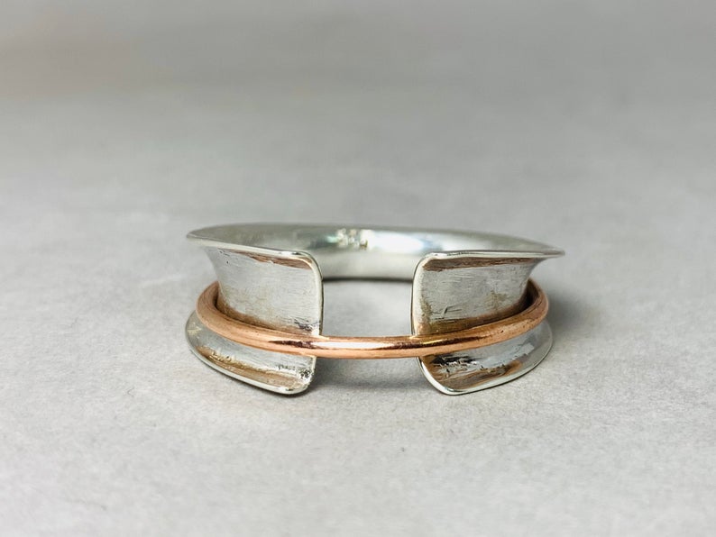 Spinner Ring Zappelring Statement-Sorgenring Meditationsring 925 Sterling Silber Handgefertigter Ring