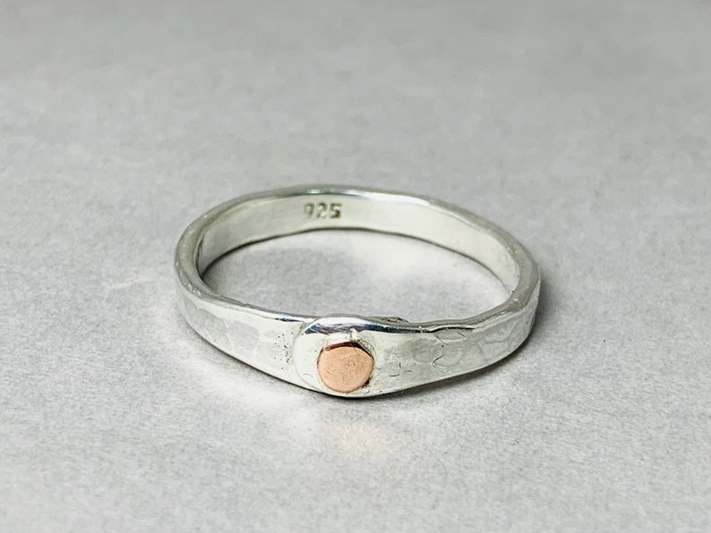 Gehämmerter Bandring 925 Silberring Silberner Bandring Statement-Bandring Boho Gypsy Ring