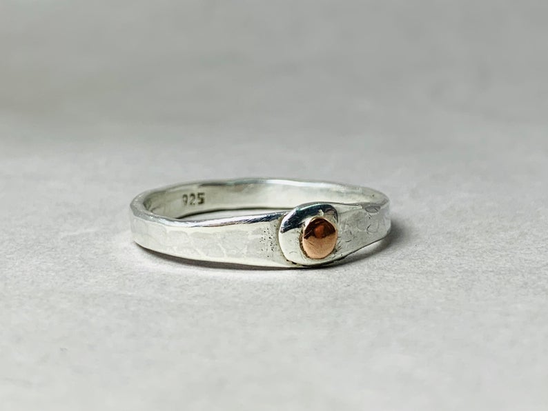 Gehämmerter Bandring 925 Silberring Silberner Bandring Statement-Bandring Boho Gypsy Ring