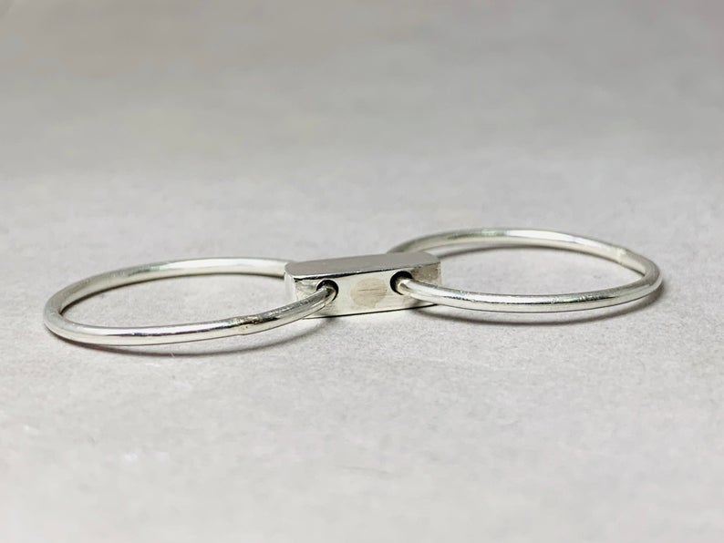 Silber Bar Ring Zappelring Statement Angstring 925 Sterling Silber Ring für Frauen Einzigartiger Ring Geschenk für Sie
