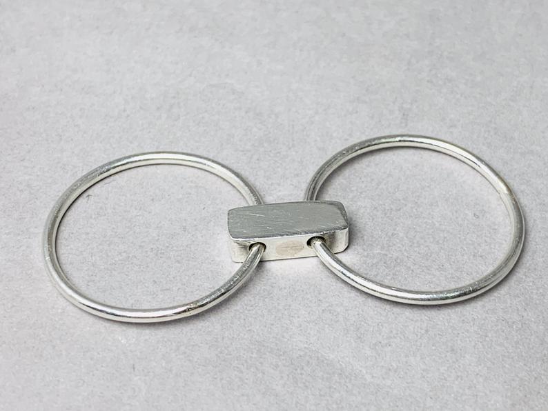 Silber Bar Ring Zappelring Statement Angstring 925 Sterling Silber Ring für Frauen Einzigartiger Ring Geschenk für Sie