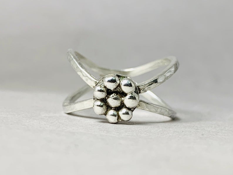 Doppelter Bandring 925 Sterling Silber Silberpunktring Handgefertigter, wunderschöner einzigartiger Statement-Ring