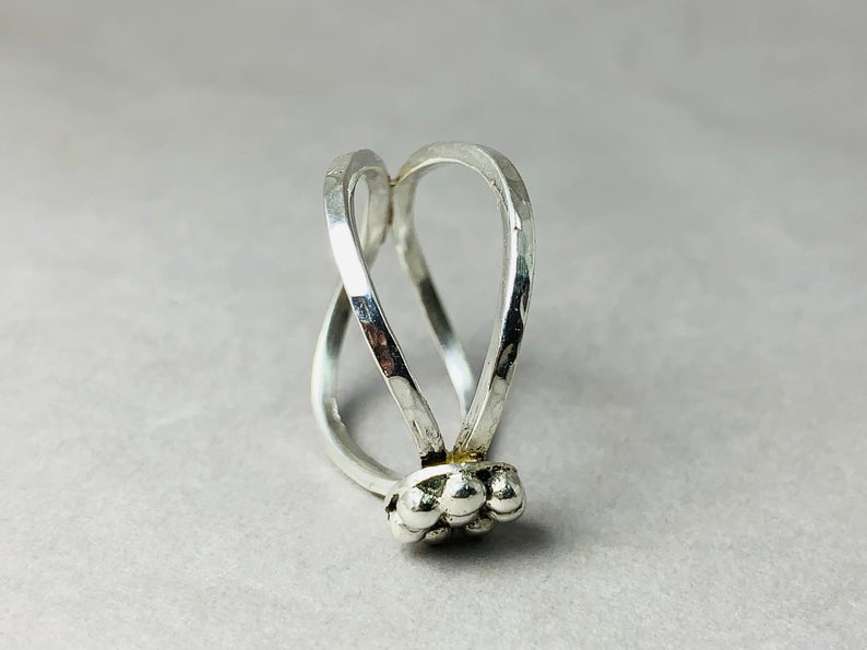 Doppelter Bandring 925 Sterling Silber Silberpunktring Handgefertigter, wunderschöner einzigartiger Statement-Ring