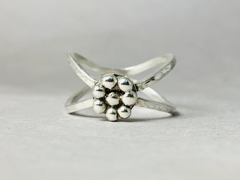Doppelter Bandring 925 Sterling Silber Silberpunktring Handgefertigter, wunderschöner einzigartiger Statement-Ring