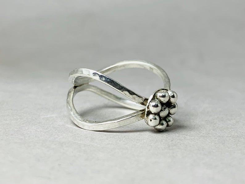 Doppelter Bandring 925 Sterling Silber Silberpunktring Handgefertigter, wunderschöner einzigartiger Statement-Ring