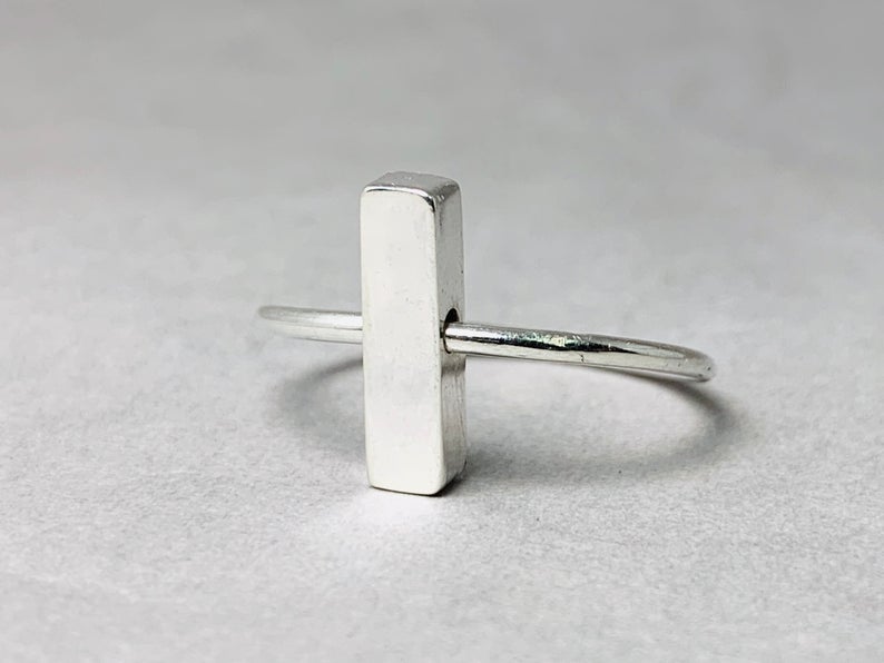 Fidget Bar Ring Meditationsring 925 Sterling Silber Sorgen Angstring Handgefertigter Stapelring