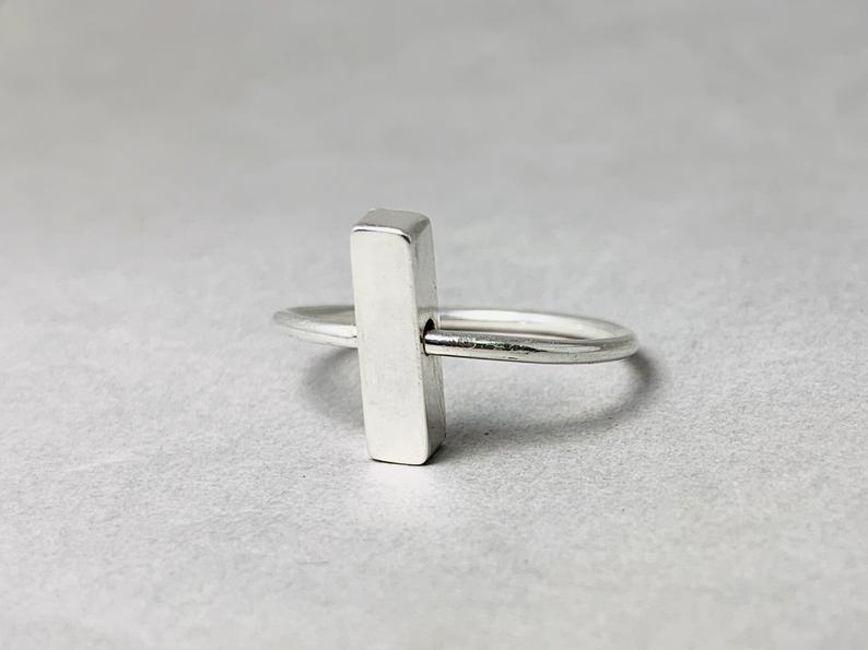 Fidget Bar Ring Meditationsring 925 Sterling Silber Sorgen Angstring Handgefertigter Stapelring