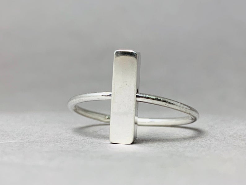 Fidget Bar Ring Meditationsring 925 Sterling Silber Sorgen Angstring Handgefertigter Stapelring