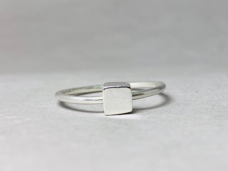 Silberner Würfelring 925 Sterling Silber Stapelring Fidget Silberring Alltagsring Zarter Ring Filigraner Ring