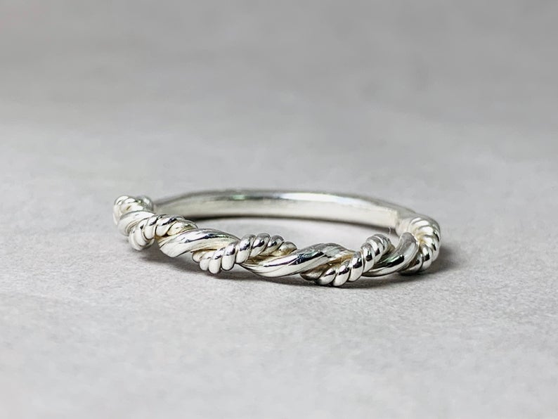 Gedrehter Silber-Schichtring Sterlingsilber 925 Handgefertigter Ring Silberschmuck Damen Geschenk für Sie