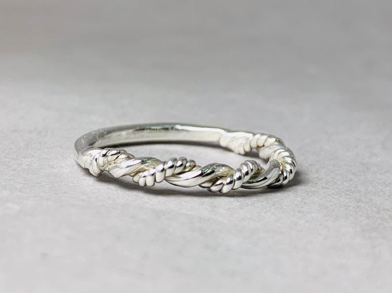 Gedrehter Silber-Schichtring Sterlingsilber 925 Handgefertigter Ring Silberschmuck Damen Geschenk für Sie