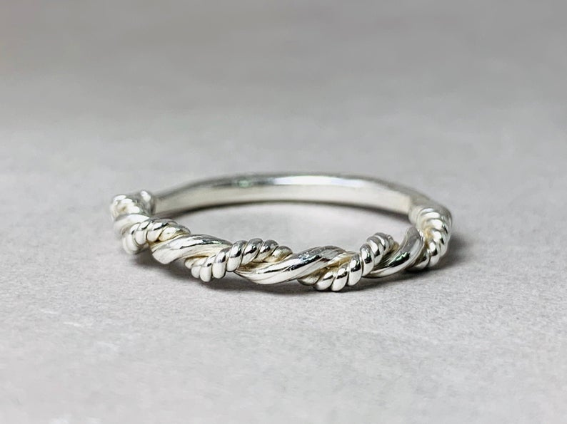 Gedrehter Silber-Schichtring Sterlingsilber 925 Handgefertigter Ring Silberschmuck Damen Geschenk für Sie