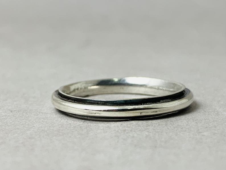 Silber Spinner Ring 925 Sterling Silber Statement Gypsy Spinner Ring Silber Kleiner Band Ring Geschenk für sie
