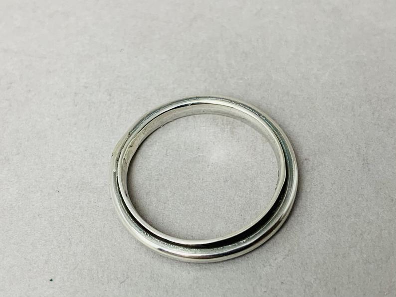 Silber Spinner Ring 925 Sterling Silber Statement Gypsy Spinner Ring Silber Kleiner Band Ring Geschenk für sie