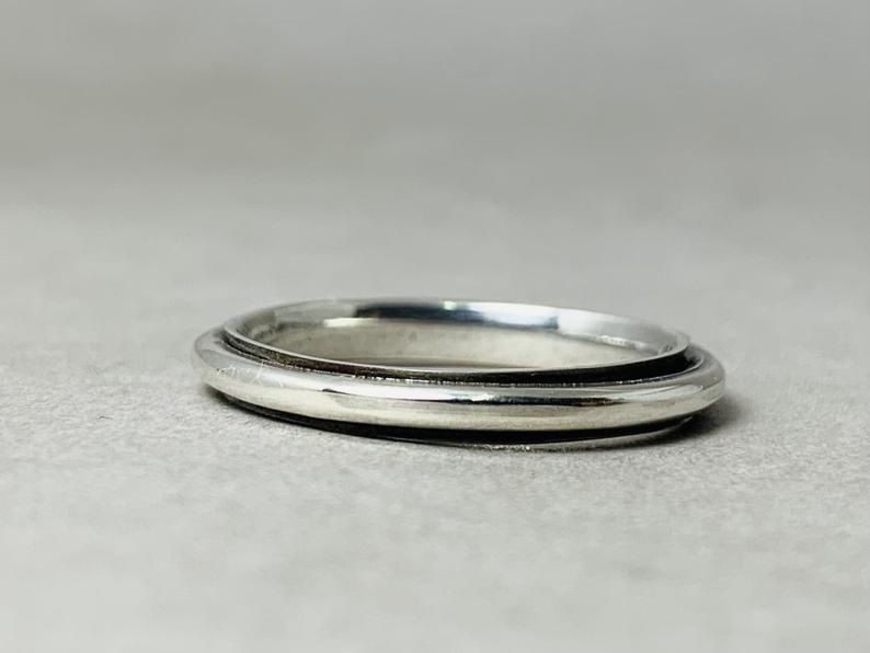 Silber Spinner Ring 925 Sterling Silber Statement Gypsy Spinner Ring Silber Kleiner Band Ring Geschenk für sie