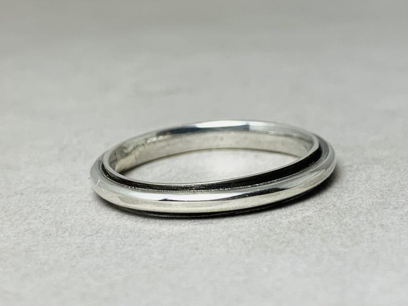 Silber Spinner Ring 925 Sterling Silber Statement Gypsy Spinner Ring Silber Kleiner Band Ring Geschenk für sie