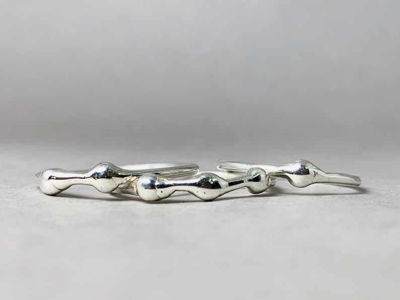 Dreifach-Stapelring 925er Sterlingsilber Dreier-Set Statement-Ring Einzigartiger Ring Boho-Ring Regenring