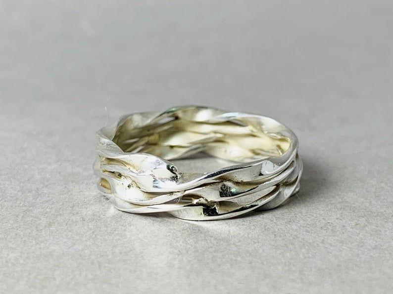 Handgefertigter Silberring 925 Sterling Silber Ring Gedrehter Ring Statement Einzigartiger Ring Geschenk für Sie