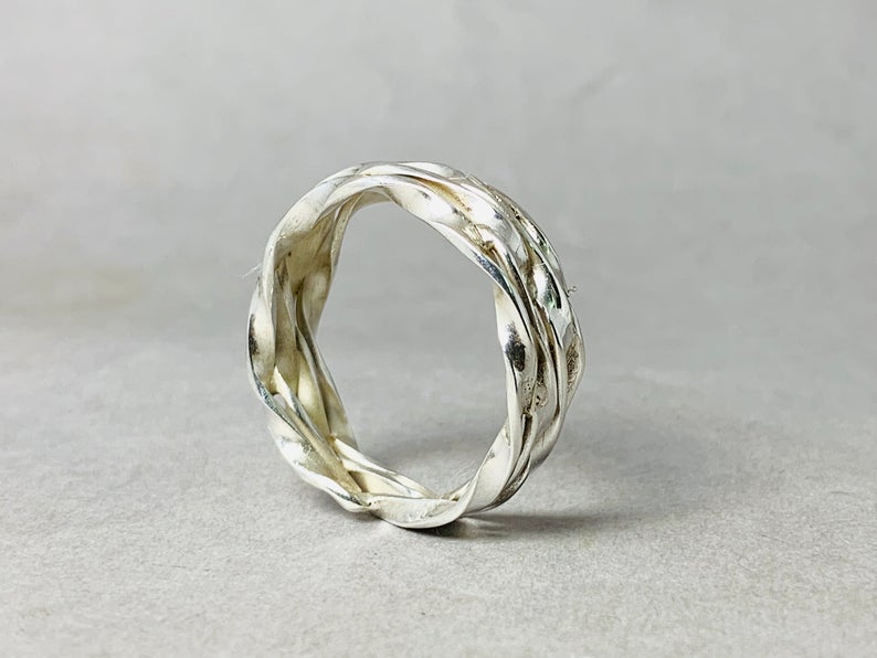 Handgefertigter Silberring 925 Sterling Silber Ring Gedrehter Ring Statement Einzigartiger Ring Geschenk für Sie