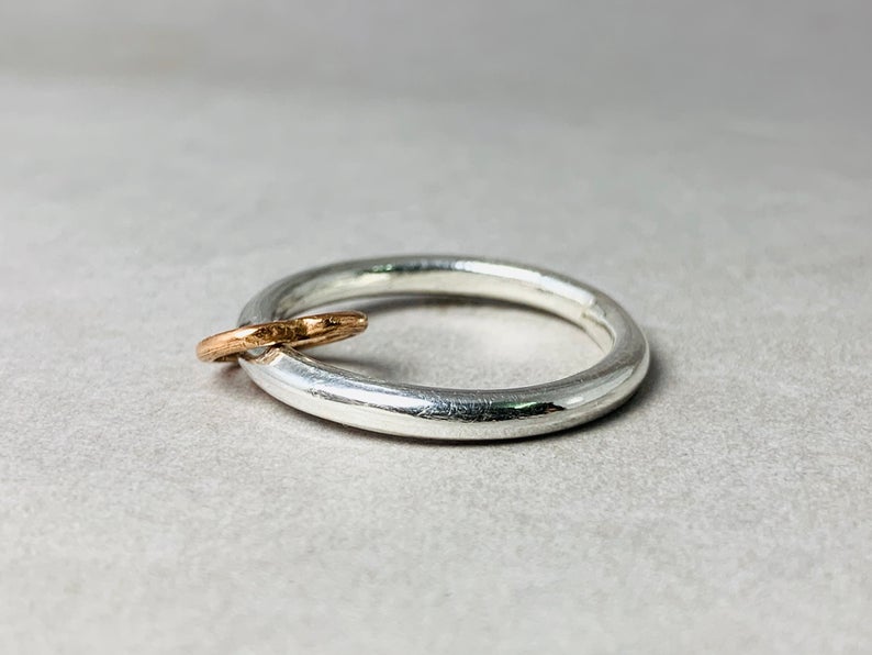 Kupferherzring 925 Sterling Silber Zarter Ring Herzchenring Valentinsring Liebesfreundschaftsgeschenk Für Sie