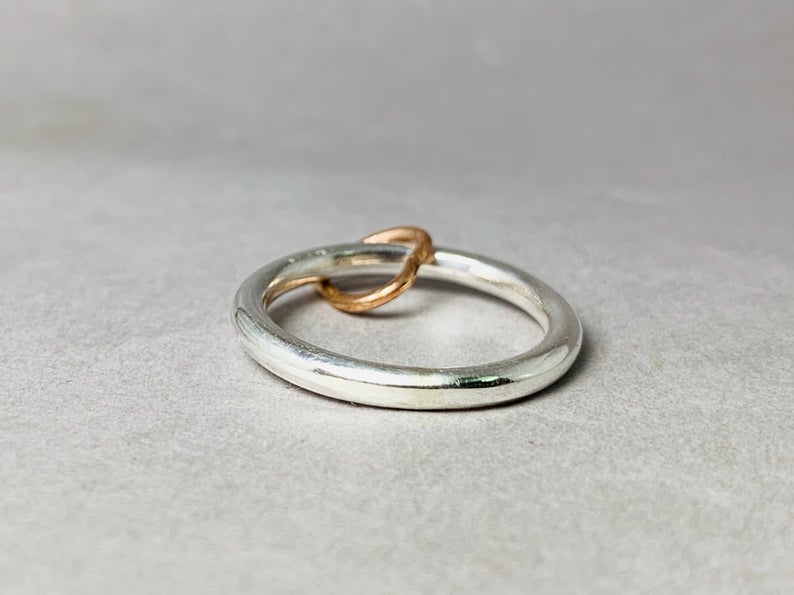 Kupferherzring 925 Sterling Silber Zarter Ring Herzchenring Valentinsring Liebesfreundschaftsgeschenk Für Sie