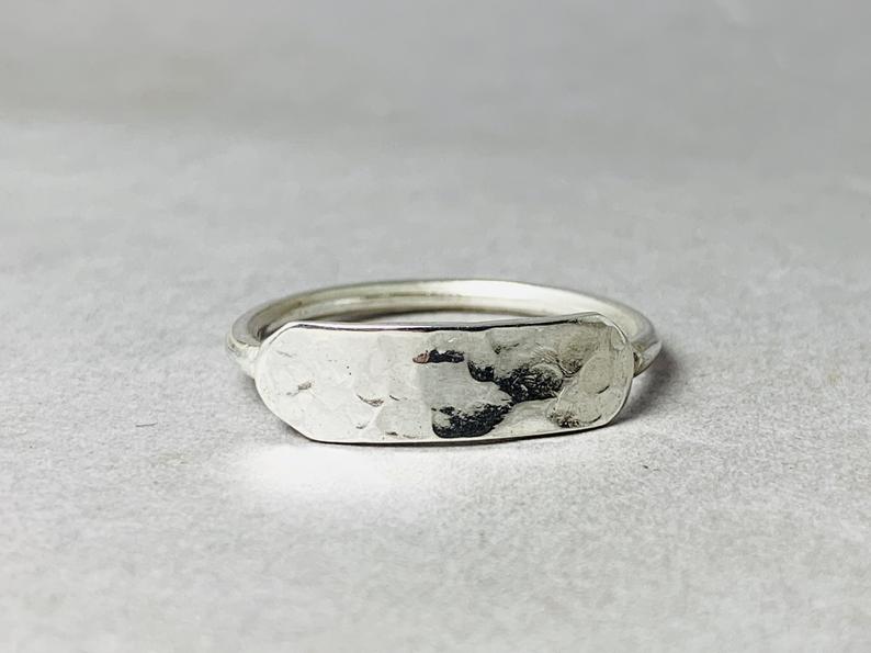 Gehämmerter Ring Sterling Silber 925 Handgemachter Boho Ring Flacher Barren Schlichter Ring, Ring Für Frauen Geschenk Für Sie