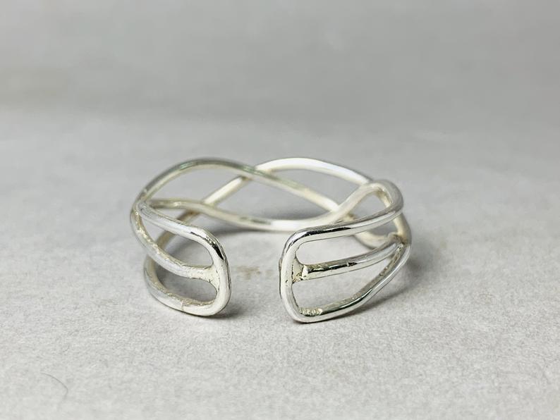 Dreifach-Bandring 925 Sterling Silber Handgefertigter Silber-Spiralring Fidget Ring Einzigartiger Trendiger Ring im neuen Design