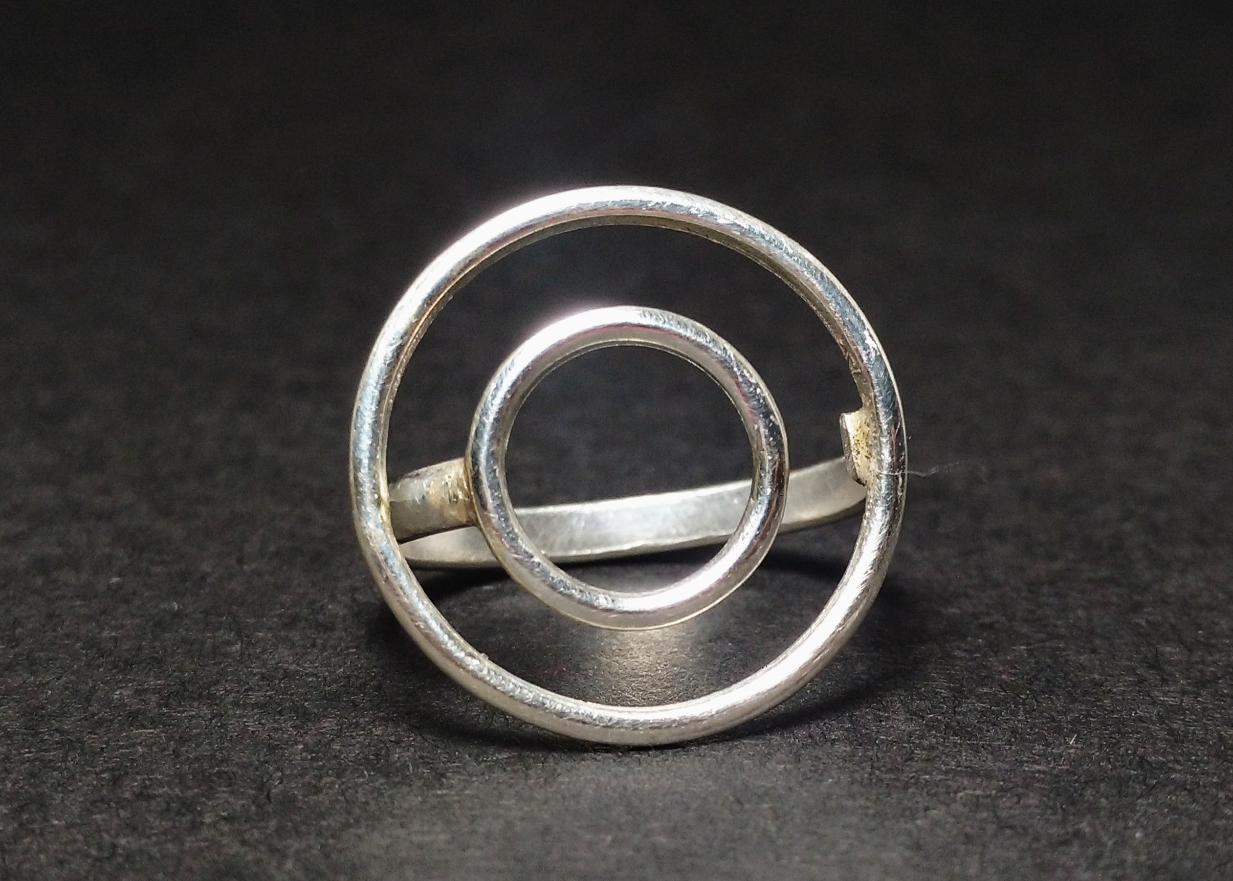 Doppelkreis Ring 925 Sterling Silber Handgemachter Einzigartiger Moderner Ring Verstellbarer Runder Ring