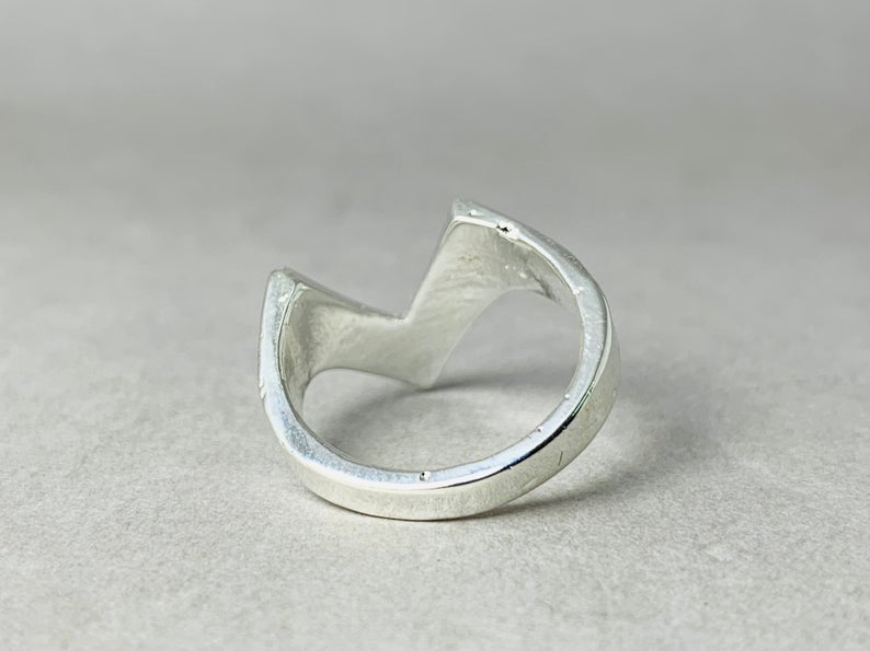 V Shape Ring 925 Solid Sterling Silver Chevron Ring Dainty Bohemian Ring Promise Ring Statement Ring