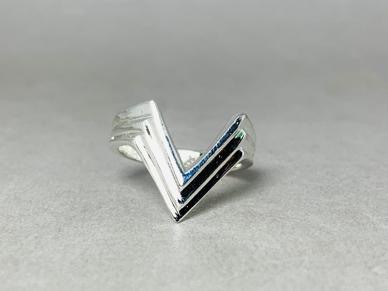 V Shape Ring 925 Solid Sterling Silver Chevron Ring Dainty Bohemian Ring Promise Ring Statement Ring