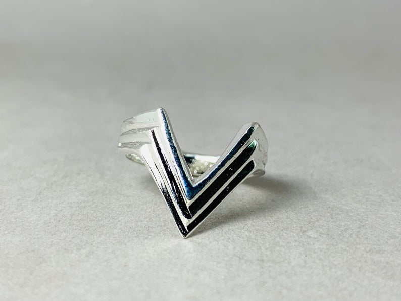 V-förmiger Ring 925er Sterling Silber Chevron Ring Zarter Boho Ring Versprechensring Statement-Ring