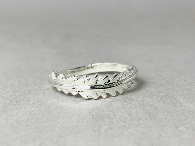 Blatt Ring 925 Sterling Silber Ring Handgemachter Ring Verlobungsring Stapelring Naturschmuck Zarter Blatt Ring