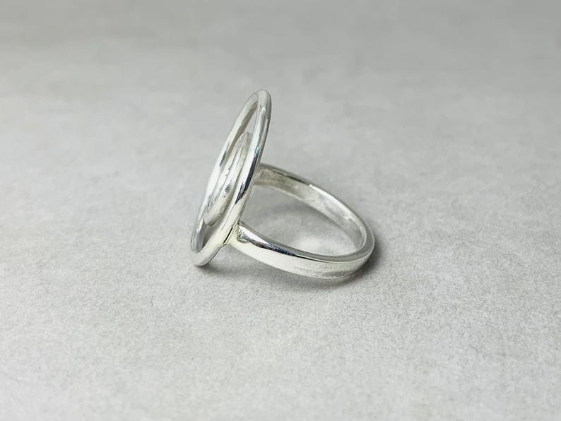 Doppelkreis Ring 925 Sterling Silber Handgemachter Einzigartiger Moderner Ring Verstellbarer Runder Ring