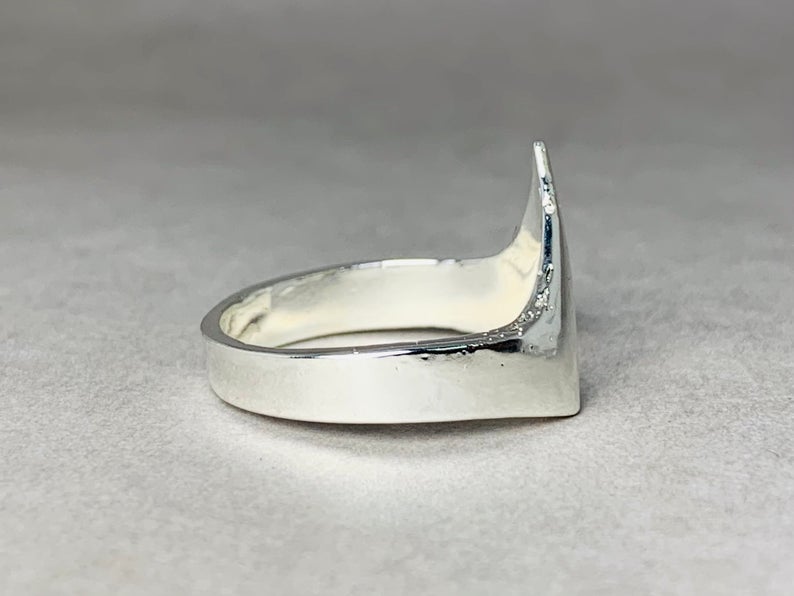 Chevron Ring 925 Sterling Silber V-förmiger Ring Moderner Schmuck Trendiger Ring Silberner Bandring Damenring Geschenkring