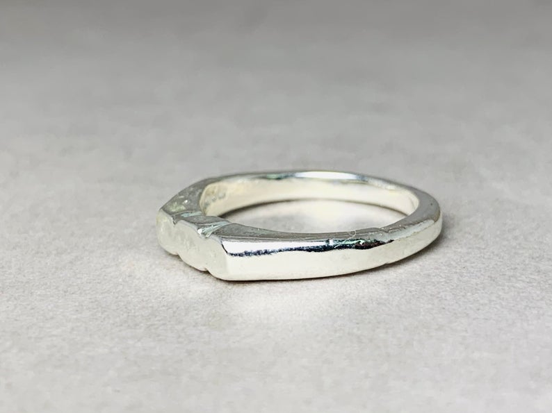 Schlichter Bandring 925er massiver Sterlingsilberring Stapelring Handgefertigter klassischer Bandring Siegelring Boho Ring