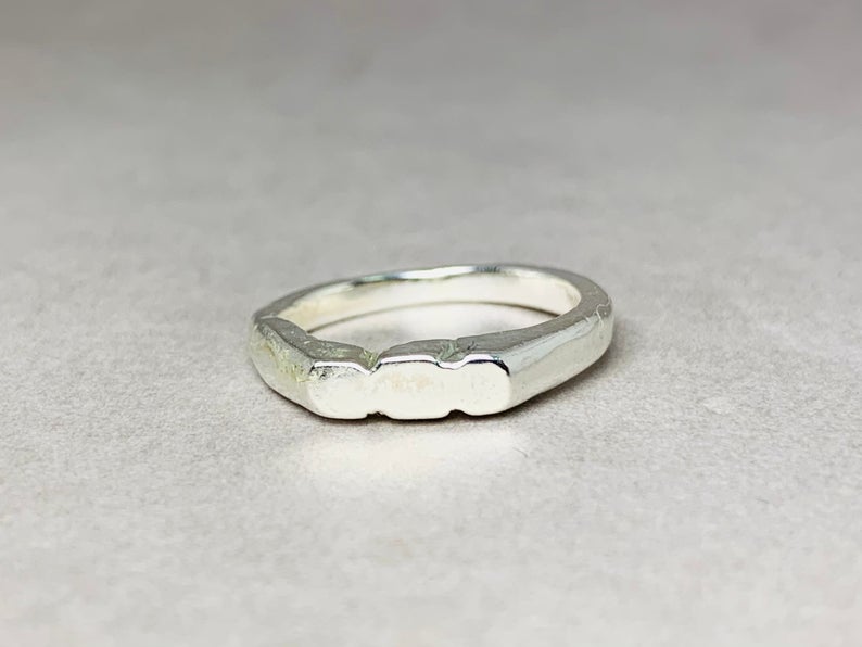 Schlichter Bandring 925er massiver Sterlingsilberring Stapelring Handgefertigter klassischer Bandring Siegelring Boho Ring