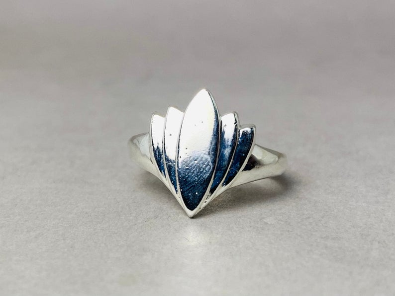 Lotus-Ring Ring aus 925er Sterlingsilber Versprechensring Silberschmuck Boho-Ring Statement-Ring Schlichter Silberring