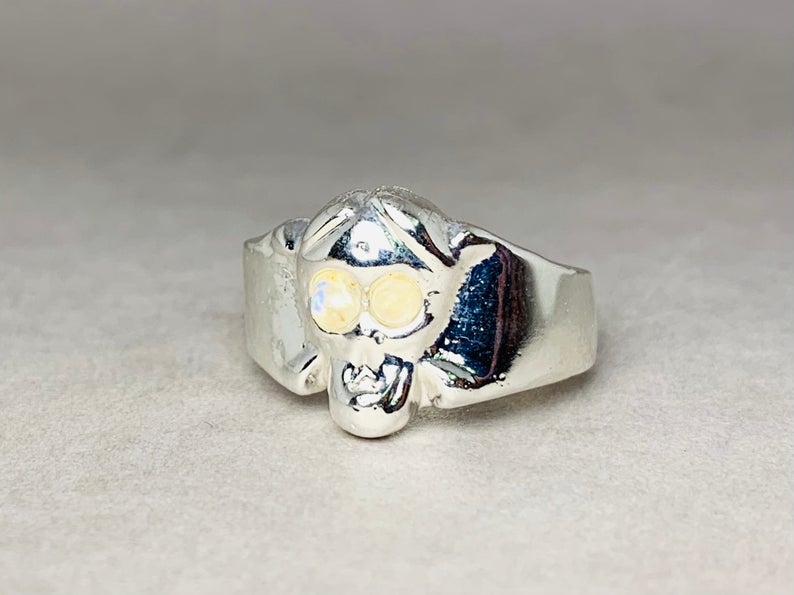 Echter Regenbogen-Mondstein 925 Sterling Silber Ring Totenkopf Mondstein Ring Einzigartiger Ring Statement Ring Geburtsstein Ring