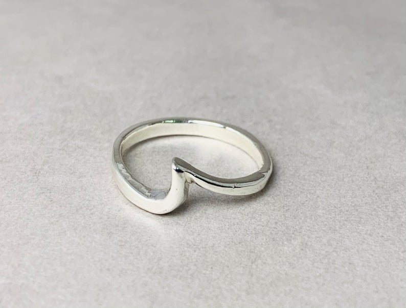Wave Ring 925 Sterling Silver Dainty Wave Ring Stacking Ocean Ring Boho Ring Women Birthday Gift For Her