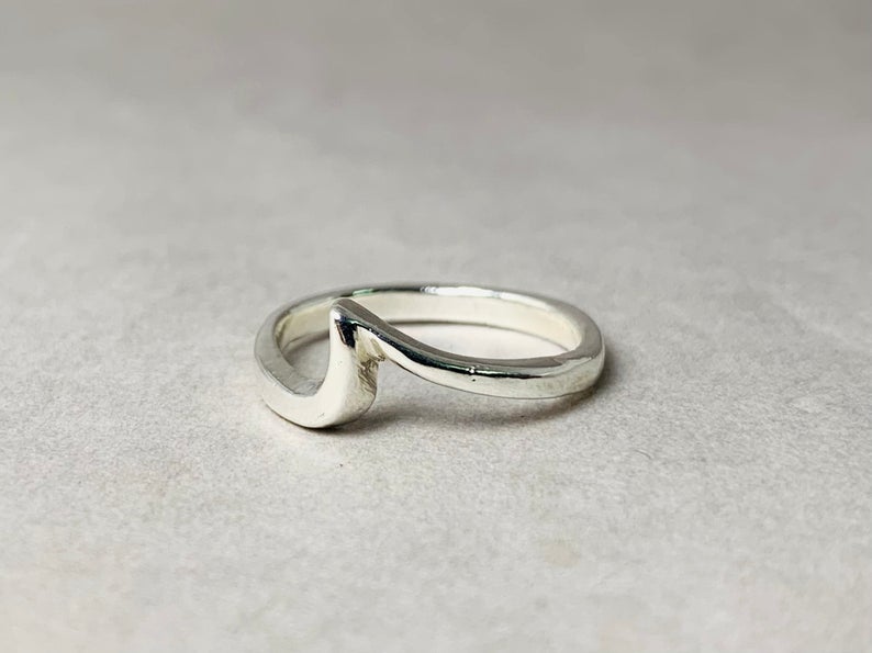 Wave Ring 925 Sterling Silver Dainty Wave Ring Stacking Ocean Ring Boho Ring Women Birthday Gift For Her