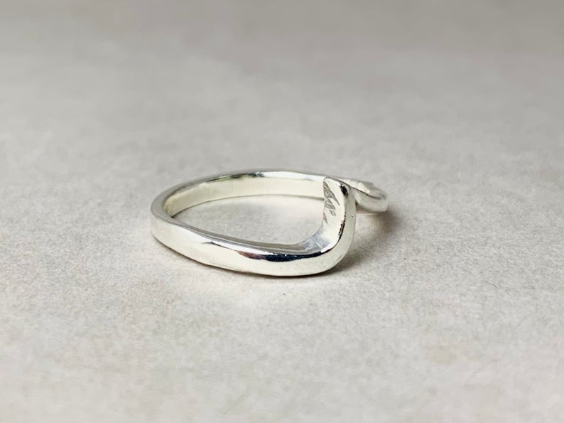 Wave Ring 925 Sterling Silver Dainty Wave Ring Stacking Ocean Ring Boho Ring Women Birthday Gift For Her