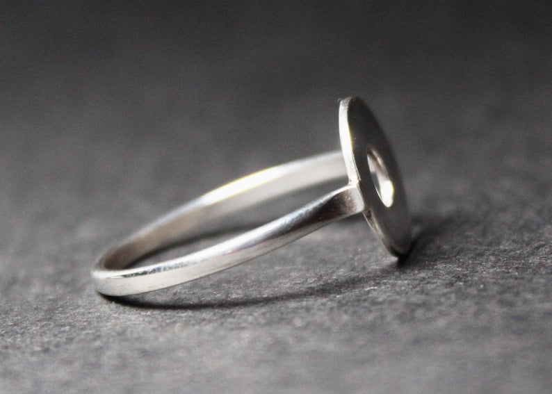 Silberner Scheibenring 925 Sterling Silber Handgemachter Silberschmuck Zarter Ring Filigraner Ring