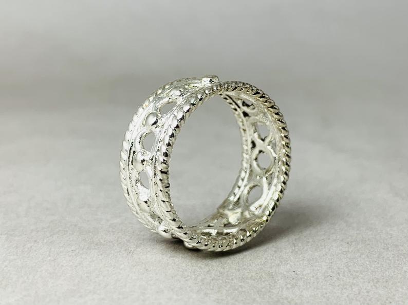 Breiter Silber Bandring 925 Sterling Silber Ring Massiver Silber Band Statement Ring Ehering Verlobungsring Geschenk für Sie