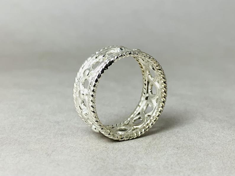 Breiter Silber Bandring 925 Sterling Silber Ring Massiver Silber Band Statement Ring Ehering Verlobungsring Geschenk für Sie