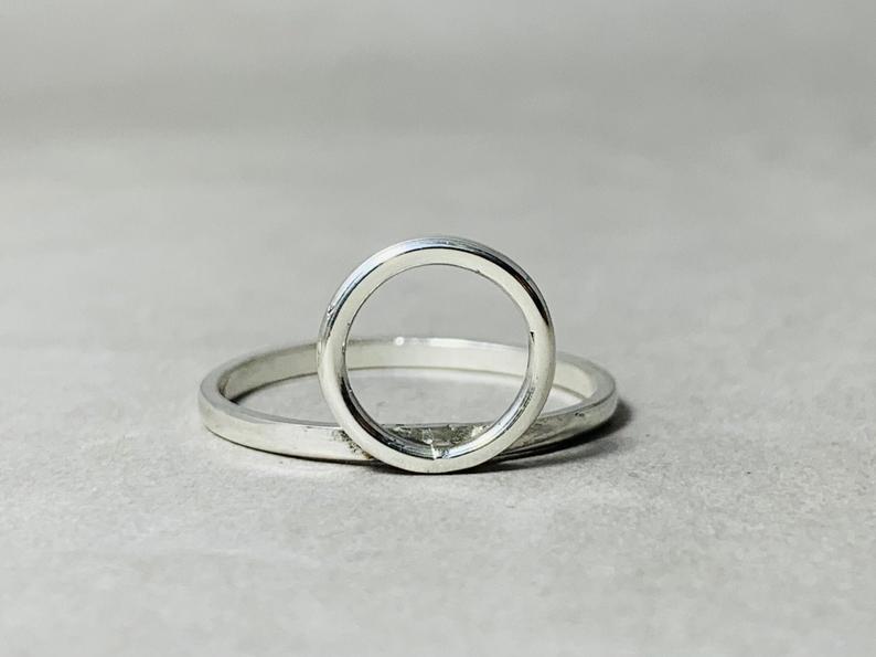 Offener Kreis Ring Silber Stapelring 925 Sterling Silber Handgemacht Schlichter Alltagsring Geschenk Für Sie