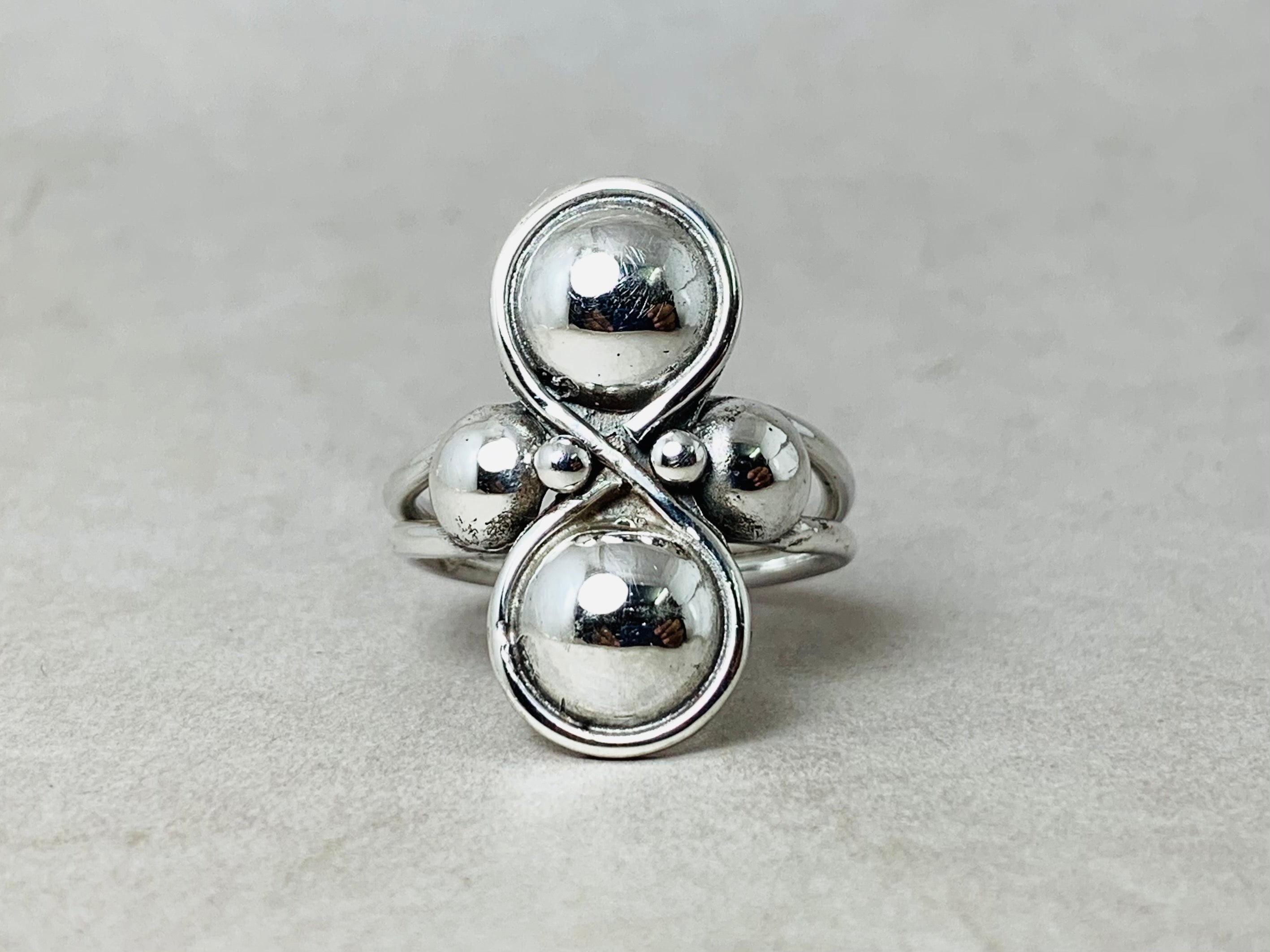 Doppelkugelring 925er Sterlingsilberring Damen Silberring Mutter Geschenk Schmuck Statement Ring Einzigartiger Ring
