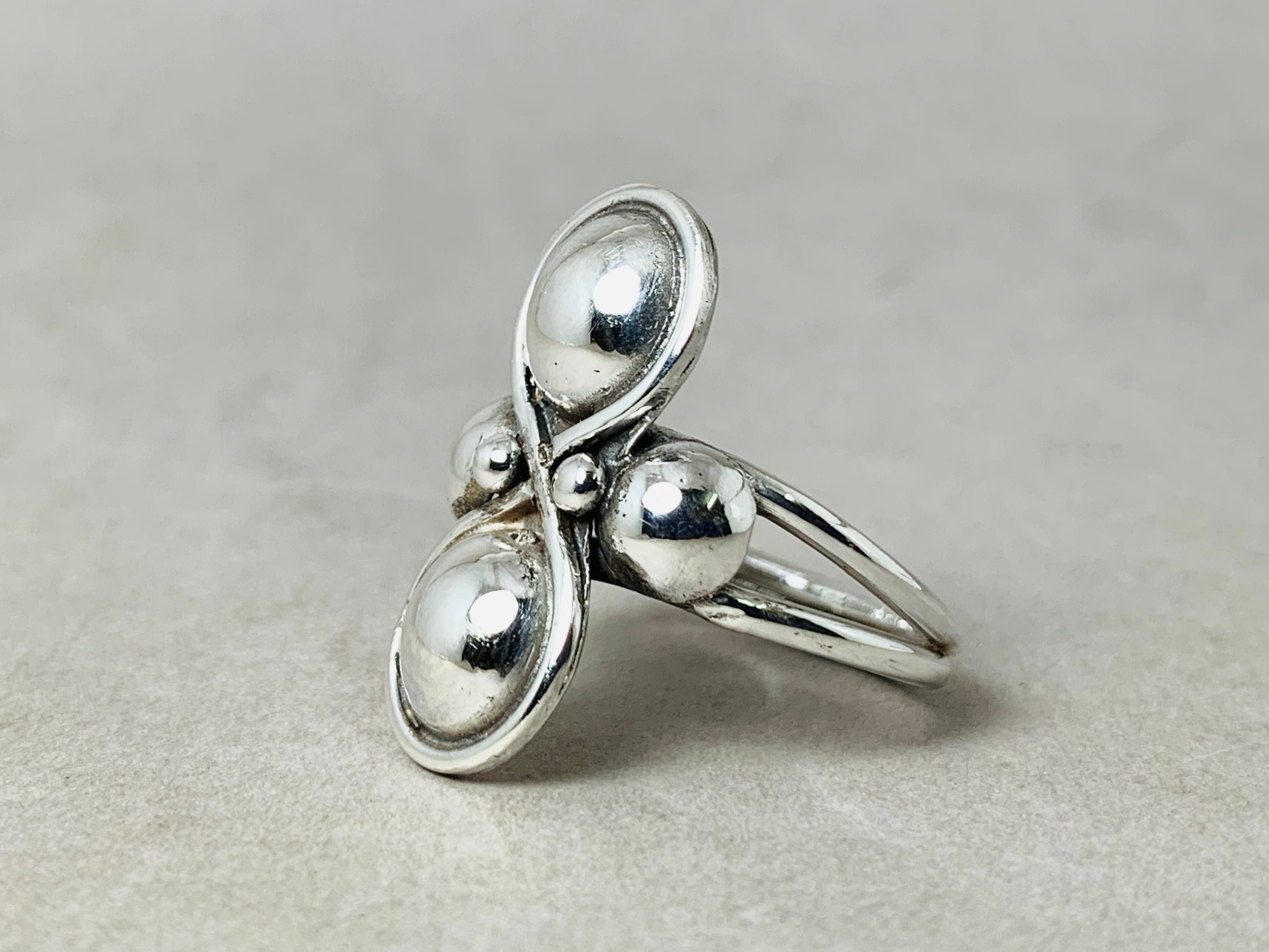 Doppelkugelring 925er Sterlingsilberring Damen Silberring Mutter Geschenk Schmuck Statement Ring Einzigartiger Ring