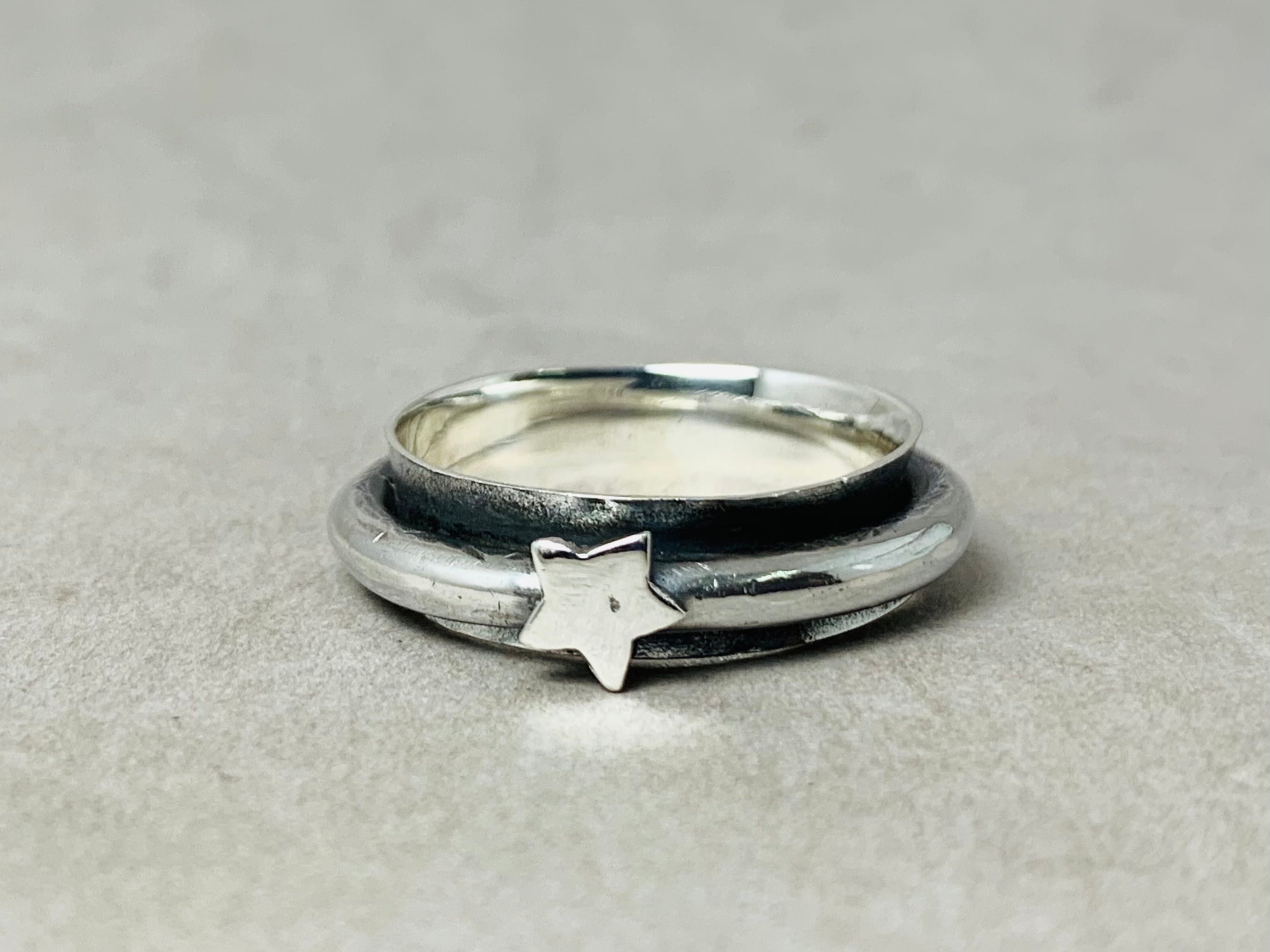 Stern-Spinner-Ring 925 Sterling Silber Ring Statement Ring Handgefertigter Ring Meditationsring Fidget Ring Schwerer Spinner-Ring
