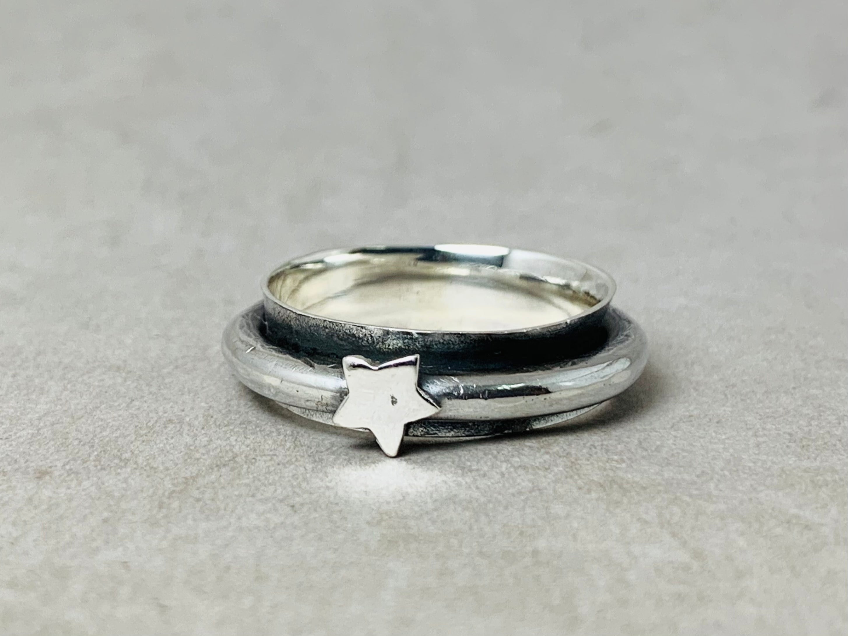 Stern-Spinner-Ring 925 Sterling Silber Ring Statement Ring Handgefertigter Ring Meditationsring Fidget Ring Schwerer Spinner-Ring