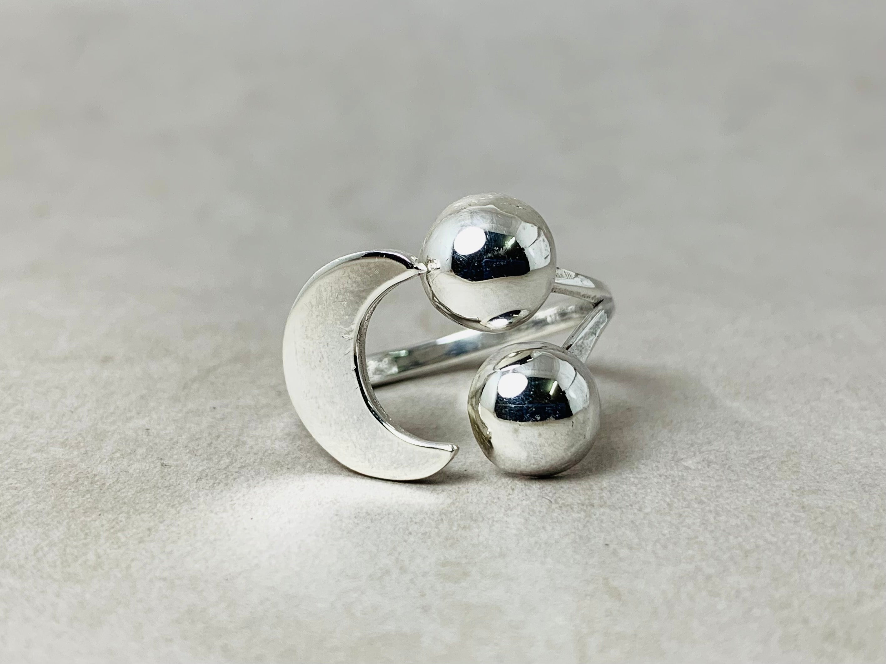 Emoji Ring Double Ball Ring 925 Silber Ring Boho Handmade Ring Alltagsring für Frauen Einzigartiger Ring Geschenk für Sie